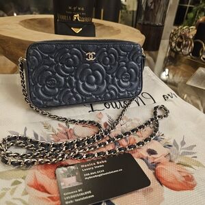 Chanel Blue Floral Embossed Women Bag